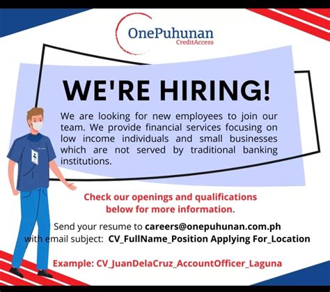one puhunan hiring|HIRING BRANCH CASIER for .